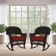 Espresso Rocker Wicker Chair with Brick Red Cushion -  Set of 2