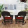Espresso Rocker Wicker Chair with Brick Red Cushion -  Set of 2