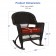 Espresso Rocker Wicker Chair with Brick Red Cushion -  Set of 2
