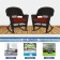 Espresso Rocker Wicker Chair with Brick Red Cushion -  Set of 2