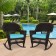 Espresso Rocker Wicker Chair with Sky Blue Cushion -  Set of 2