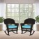 Espresso Rocker Wicker Chair with Sky Blue Cushion -  Set of 2