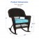 Espresso Rocker Wicker Chair with Sky Blue Cushion -  Set of 2