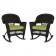Espresso Rocker Wicker Chair with Cushion -  Set of 2