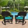Espresso Rocker Wicker Chair with Turquoise Cushion -  Set of 2