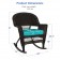Espresso Rocker Wicker Chair with Turquoise Cushion -  Set of 2