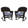 Espresso Rocker Wicker Chair with Cushion -  Set of 2