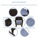 Espresso Rocker Wicker Chair with Steel Blue Cushion -  Set of 2