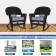 Espresso Rocker Wicker Chair with Steel Blue Cushion -  Set of 2