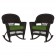 Espresso Rocker Wicker Chair with Hunter Green Cushion -  Set of 2
