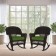 Espresso Rocker Wicker Chair with Hunter Green Cushion -  Set of 2