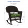 Espresso Rocker Wicker Chair with Hunter Green Cushion -  Set of 2