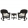3pc Espresso Rocker Wicker Chair Set With Ivory Cushion