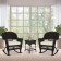 3pc Espresso Rocker Wicker Chair Set With Ivory Cushion