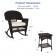 3pc Espresso Rocker Wicker Chair Set With Ivory Cushion