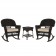 3pc Espresso Rocker Wicker Chair Set With Tan Cushion