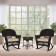 3pc Espresso Rocker Wicker Chair Set With Tan Cushion