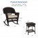 3pc Espresso Rocker Wicker Chair Set With Tan Cushion