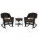 3pc Espresso Rocker Wicker Chair Set With Brown Cushion