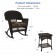3pc Espresso Rocker Wicker Chair Set With Brown Cushion