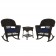 3pc Espresso Rocker Wicker Chair Set With Midnight Blue Cushion