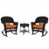 3pc Espresso Rocker Wicker Chair Set With Orange Cushion