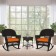 3pc Espresso Rocker Wicker Chair Set With Orange Cushion