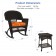 3pc Espresso Rocker Wicker Chair Set With Orange Cushion