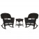 3pc Espresso Rocker Wicker Chair Set With Black Cushion