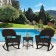 3pc Espresso Rocker Wicker Chair Set With Black Cushion