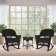3pc Espresso Rocker Wicker Chair Set With Black Cushion