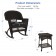 3pc Espresso Rocker Wicker Chair Set With Black Cushion