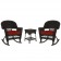 3pc Espresso Rocker Wicker Chair Set With Brick Red Cushion