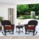 3pc Espresso Rocker Wicker Chair Set With Brick Red Cushion