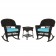 3pc Espresso Rocker Wicker Chair Set With Sky Blue Cushion