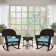 3pc Espresso Rocker Wicker Chair Set With Sky Blue Cushion