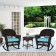 3pc Espresso Rocker Wicker Chair Set With Sky Blue Cushion
