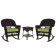 3pc Espresso Rocker Wicker Chair Set With Cushion