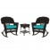 3pc Espresso Rocker Wicker Chair Set With Turquoise Cushion
