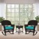 3pc Espresso Rocker Wicker Chair Set With Turquoise Cushion