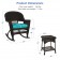 3pc Espresso Rocker Wicker Chair Set With Turquoise Cushion