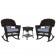 3pc Espresso Rocker Wicker Chair Set With Cushion