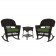 3pc Espresso Rocker Wicker Chair Set With Hunter Green Cushion