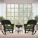 3pc Espresso Rocker Wicker Chair Set With Hunter Green Cushion