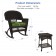 3pc Espresso Rocker Wicker Chair Set With Hunter Green Cushion