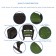 3pc Espresso Rocker Wicker Chair Set With Hunter Green Cushion