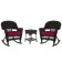 3pc Espresso Rocker Wicker Chair Set With Red Cushion