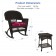 3pc Espresso Rocker Wicker Chair Set With Red Cushion