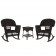 3pc Espresso Rocker Wicker Chair Set Without Cushion