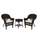 Espresso Wicker Chair And End Table Set With Ivory Chair Cushion